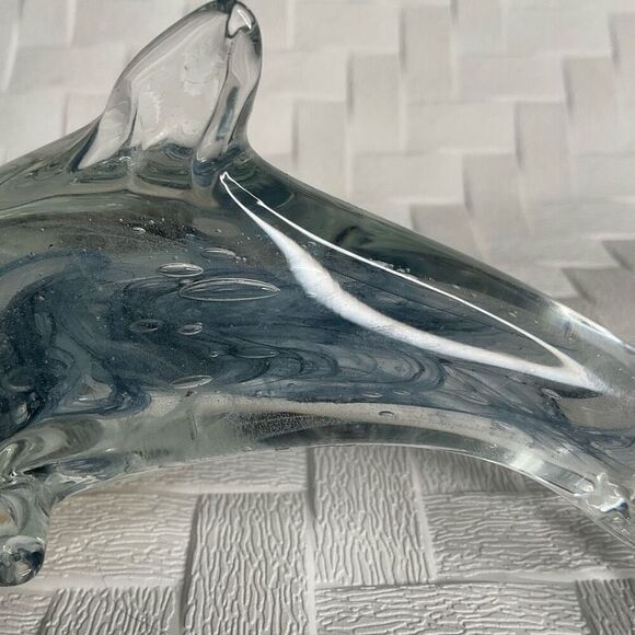 Dynasty Gallery Swirled Blown Art Glass Dolphin Blue Swirl Figurine Paperweight - Picture 3 of 9